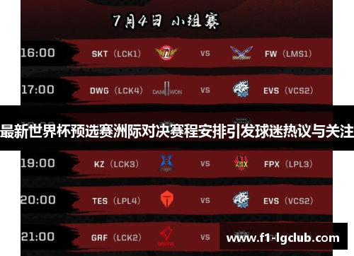 最新世界杯预选赛洲际对决赛程安排引发球迷热议与关注
